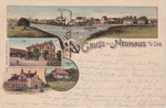 Lithografie Neuhaus a. d. Oste, Gesamtansicht, Post, Landratsamt, Gerichtsgebäude, gel. 1903