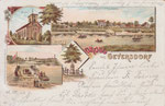 Gruss aus Geversdorf,Geversdorf mit Posthaus,Kirche,Krieger - Denkmal,Ostefähre,gel.1901